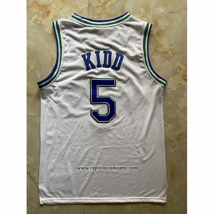 Camiseta Dallas Mavericks Jason Kidd NO 5 Mitchell & Ness 1994-95 Blanco